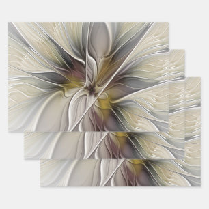 Bloemige fractal, fantasiebloem met aardetinten inpakpapier vel