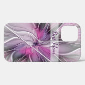 Bloemige Fractale Abstracte Bloem Roze Grijs Beste Case-Mate iPhone Case (Achterkant (horizontaal))