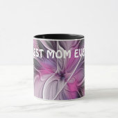 Bloemige Fractale Abstracte Bloem Roze Grijs Beste Mok (Midden)
