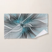 Bloemige Fractale Moderne Abstracte Bloem Blauw Gr Bad Handdoek (Handdoek)
