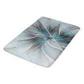 Bloemige Fractale Moderne Abstracte Bloem Blauw Gr Badmat (Gekanteld)
