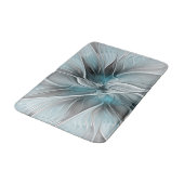 Bloemige Fractale Moderne Abstracte Bloem Blauw Gr Badmat (Gekanteld)