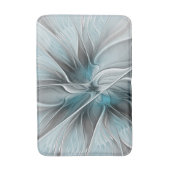 Bloemige Fractale Moderne Abstracte Bloem Blauw Gr Badmat (Voorkant Verticaal)