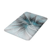 Bloemige Fractale Moderne Abstracte Bloem Blauw Gr Badmat (Gekanteld)
