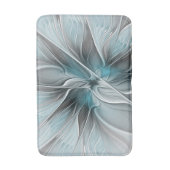 Bloemige Fractale Moderne Abstracte Bloem Blauw Gr Badmat (Voorkant Verticaal)
