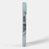 Bloemige Fractale Moderne Abstracte Bloem Blauw Gr Case-Mate iPhone Case (Achterkant / Rechts)