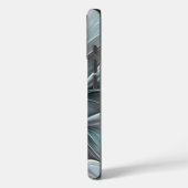 Bloemige Fractale Moderne Abstracte Bloem Blauw Gr Case-Mate iPhone Case (Achterkant / Links)