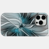 Bloemige Fractale Moderne Abstracte Bloem Blauw Gr Case-Mate iPhone Case (Achterkant (horizontaal))
