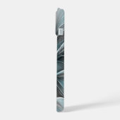 Bloemige Fractale Moderne Abstracte Bloem Blauw Gr iPhone 15 Case (Linkerkant)