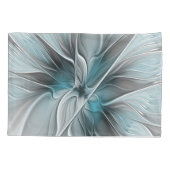 Bloemige Fractale Moderne Abstracte Bloem Blauw Gr Kussensloop (Achterkant)