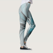 Bloemige Fractale Moderne Abstracte Bloem Blauw Gr Leggings (Rechts)