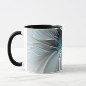 Bloemige Fractale Moderne Abstracte Bloem Blauw Gr Mok (Links)