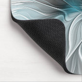 Bloemige Fractale Moderne Abstracte Bloem Blauw Gr Muismat (Hoek)