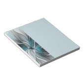 Bloemige Fractale Moderne Abstracte Bloem Blauw Gr Notitieblok (Schuin)