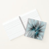 Bloemige Fractale Moderne Abstracte Bloem Blauw Gr Notitieboek (Binnen)