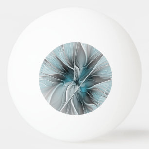 Bloemige Fractale Moderne Abstracte Bloem Blauw Gr Pingpongbal