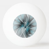 Bloemige Fractale Moderne Abstracte Bloem Blauw Gr Pingpongbal (Achterkant)