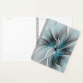 Bloemige Fractale Moderne Abstracte Bloem Blauw Gr Planner (Display)