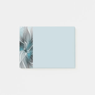 Bloemige Fractale Moderne Abstracte Bloem Blauw Gr Post-it® Notes