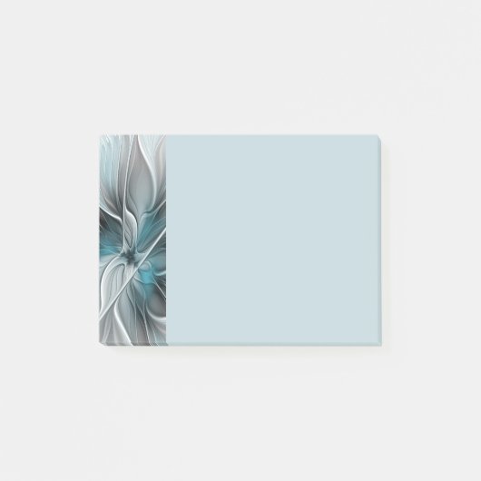 Bloemige Fractale Moderne Abstracte Bloem Blauw Gr Post-it® Notes (Voorkant)