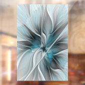 Bloemige Fractale Moderne Abstracte Bloem Blauw Gr Raamsticker (Vel 2)