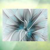 Bloemige Fractale Moderne Abstracte Bloem Blauw Gr Raamsticker (Vel 3)