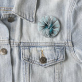 Bloemige Fractale Moderne Abstracte Bloem Blauw Gr Ronde Button 5,7 Cm (In situ)