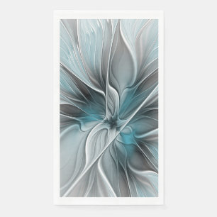 Bloemige Fractale Moderne Abstracte Bloem Blauw Gr Servet