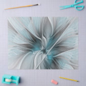 Bloemige Fractale Moderne Abstracte Bloem Blauw Gr Tissuepapier (Craft)