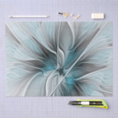 Bloemige Fractale Moderne Abstracte Bloem Blauw Gr Tissuepapier (Craft)