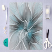 Bloemige Fractale Moderne Abstracte Bloem Blauw Gr Tissuepapier (Craft)