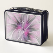 Bloemige Fractale Moderne Abstracte Bloem Roze Gri (Achterkant)