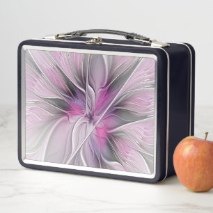 Bloemige Fractale Moderne Abstracte Bloem Roze Gri