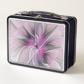 Bloemige Fractale Moderne Abstracte Bloem Roze Gri (Voorkant)