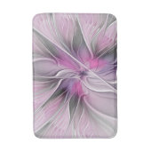 Bloemige Fractale Moderne Abstracte Bloem Roze Gri Badmat (Voorkant Verticaal)