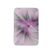 Bloemige Fractale Moderne Abstracte Bloem Roze Gri Badmat (Voorkant Verticaal)