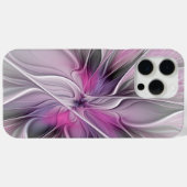 Bloemige Fractale Moderne Abstracte Bloem Roze Gri Case-Mate iPhone Case (Achterkant (horizontaal))