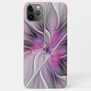 Bloemige Fractale Moderne Abstracte Bloem Roze Gri Case-Mate iPhone Case