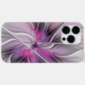 Bloemige Fractale Moderne Abstracte Bloem Roze Gri Case-Mate iPhone Case (Achterkant (horizontaal))
