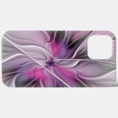 Bloemige Fractale Moderne Abstracte Bloem Roze Gri Case-Mate iPhone Case (Achterkant (horizontaal))