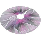 Bloemige Fractale Moderne Abstracte Bloem Roze Gri Kerstboom Rok (Gekanteld)