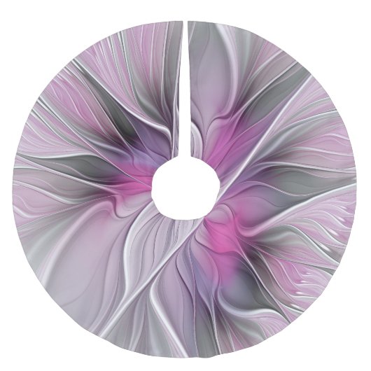 Bloemige Fractale Moderne Abstracte Bloem Roze Gri Kerstboom Rok (Voorkant)