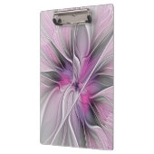 Bloemige Fractale Moderne Abstracte Bloem Roze Gri Klembord (Links)