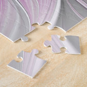 Bloemige Fractale Moderne Abstracte Bloem Roze Gri Legpuzzel (Zijkant)