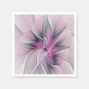 Bloemige Fractale Moderne Abstracte Bloem Roze Gri Servet