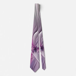 Bloemige Fractale Moderne Abstracte Bloem Roze Gri Stropdas