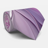 Bloemige Fractale Moderne Abstracte Bloem Roze Gri Stropdas (Opgerold)