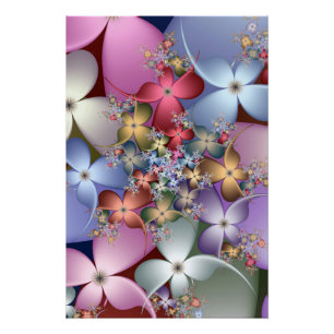 Bloemige Fractale Pastel Droomkern Esthetische Kun Perfect Poster