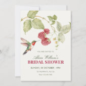 Bloemige frambozen kolibrie bruidsshower kaart (Voorkant)
