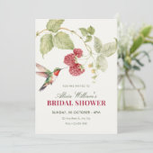 Bloemige frambozen kolibrie bruidsshower kaart (Staand voorkant)
